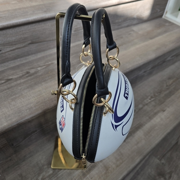 Football Design Women's Handbag - Black and White - Picture 5 of 12